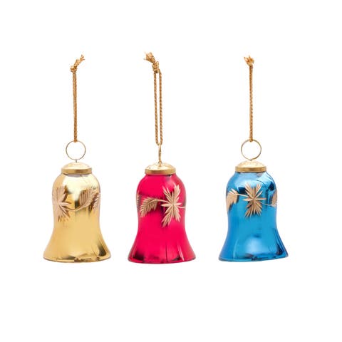Glass Vintage Bell Christmas Tree Ornament Set of 3