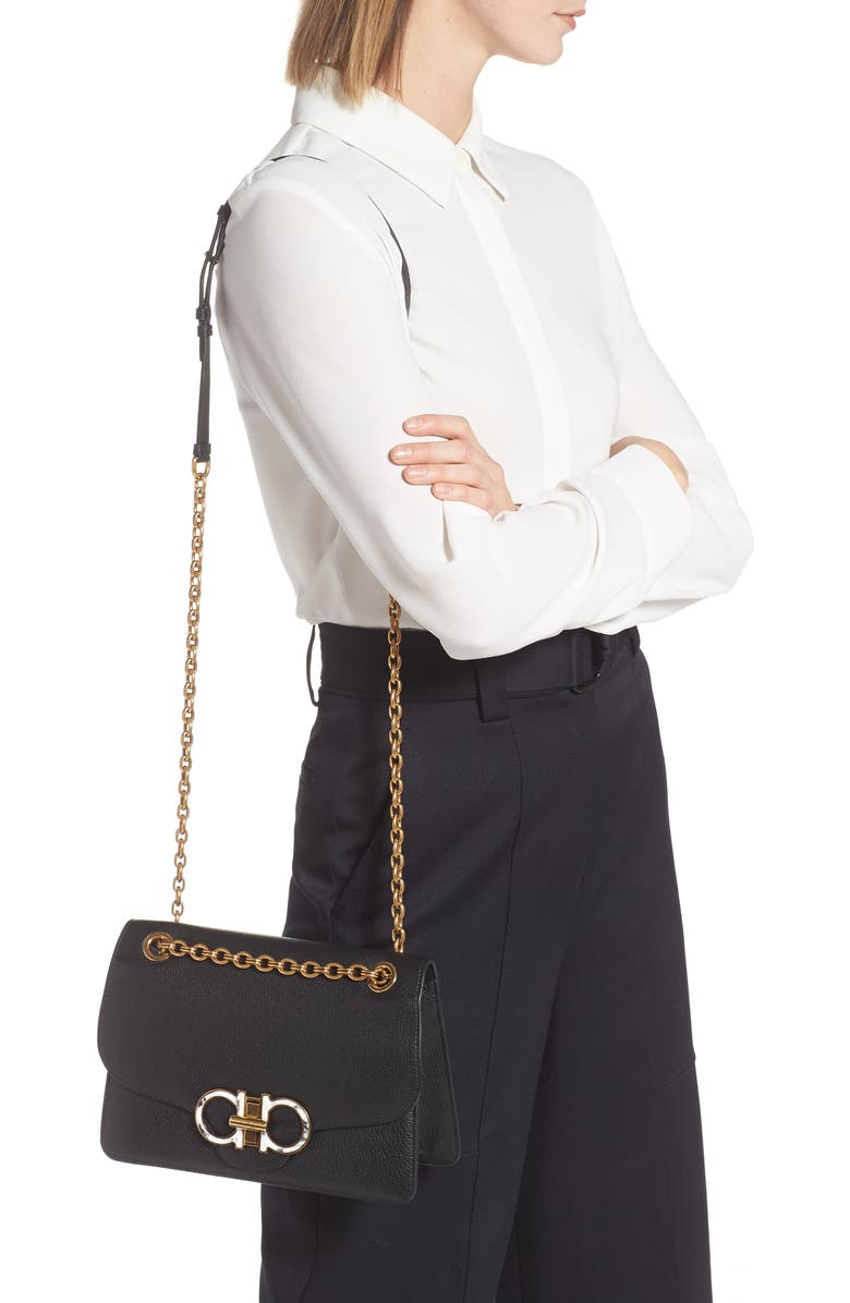 FERRAGAMO Salvatore Ferragamo Gancino Quilted Leather Shoulder Bag, Alternate, color,