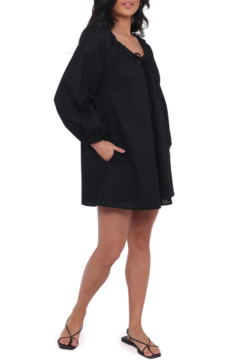 Petal & Pup Walker Long Sleeve Cotton & Linen Minidress, Alternate, color, 