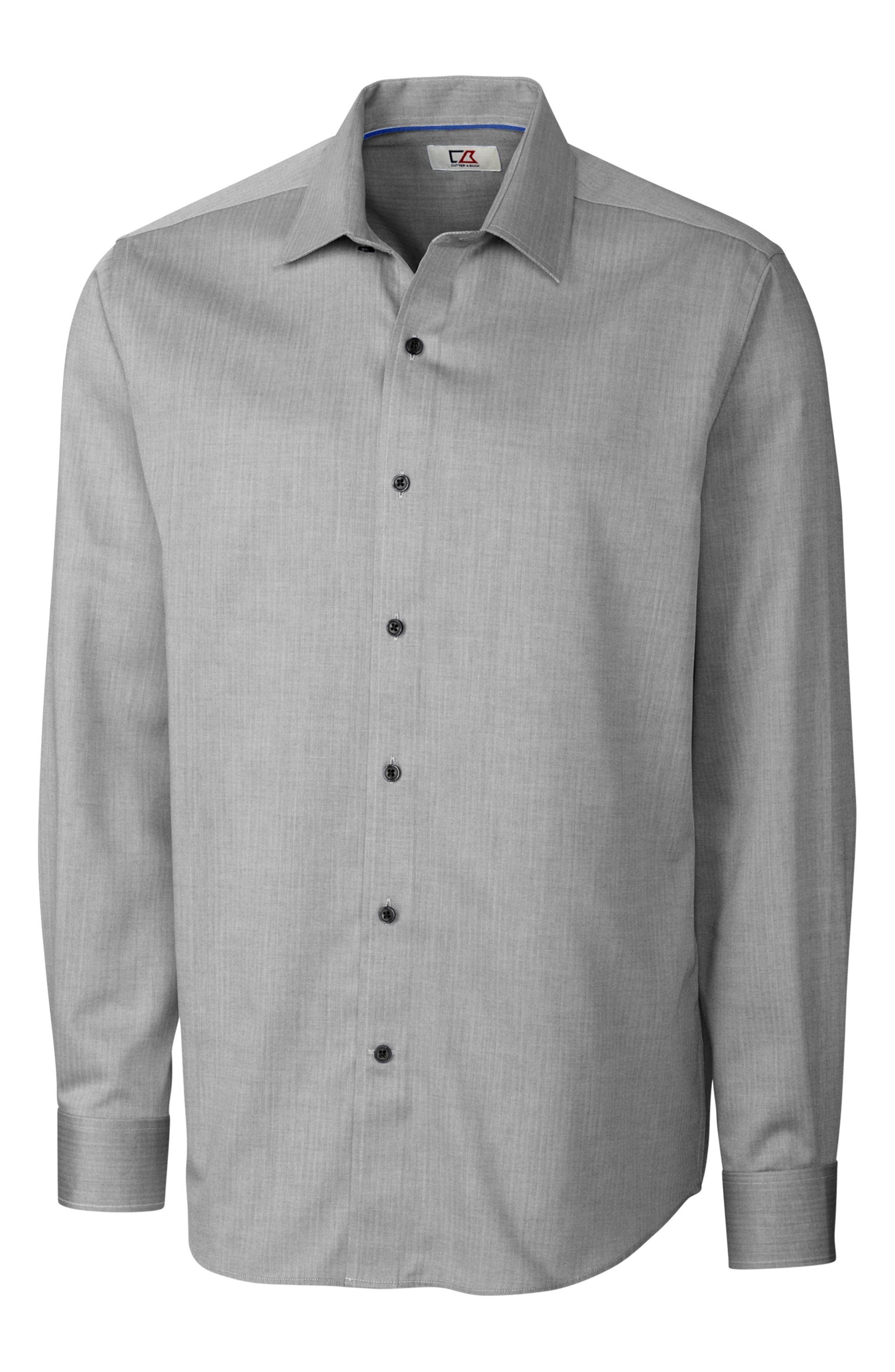 Cutter & Buck Epic Easy Care Miniherringbone Button-Up Shirt ...