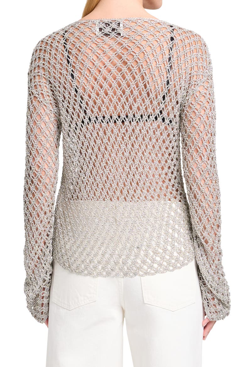 Open Knit Crochet Boat Neck Top, Alternate, color, PALE CHAMPAGNE