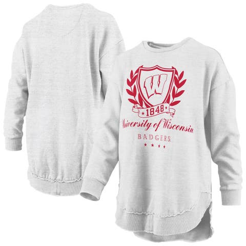 Women's Pressbox Heather Gray Wisconsin Badgers Field Day Melange Poncho Pullover Sweatshirt