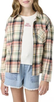 O'Neill Kids' Leslye Cotton Flannel Button-Up Shirt