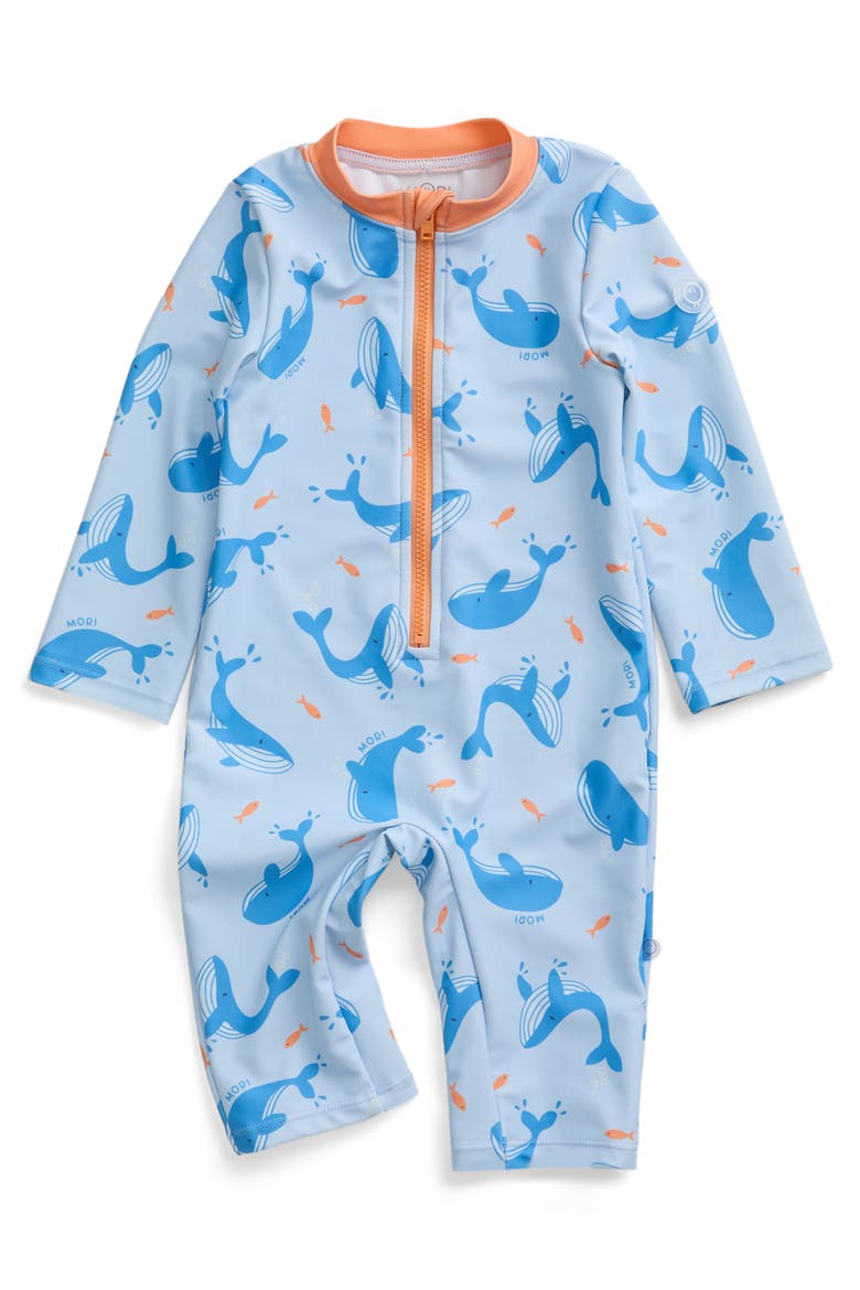 Sun Safe Suit, Main, color, Blue Whale Print