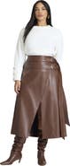 ELOQUII Double Belt Wrap Faux Leather Skirt