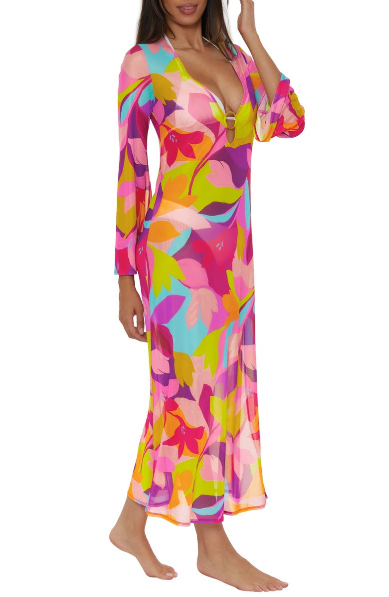Trina Turk Lilleth Ring Cover-Up Maxi Dress, Alternate, color, Pink Multi