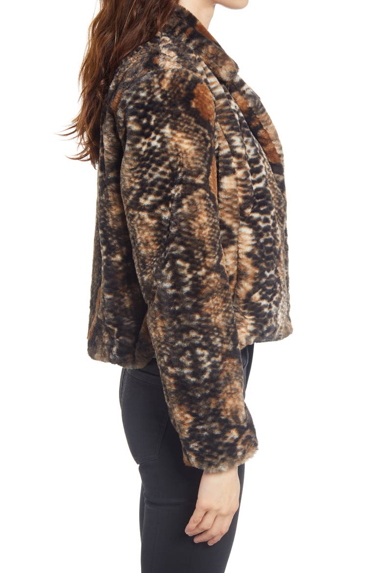 Mixed Print Faux Fur Jacket, Alternate, color, D FOR DANGER