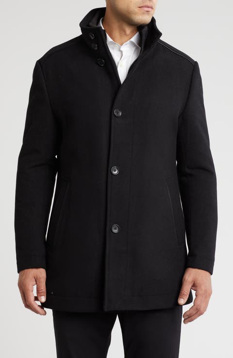 Wool Blend Coat with Bib