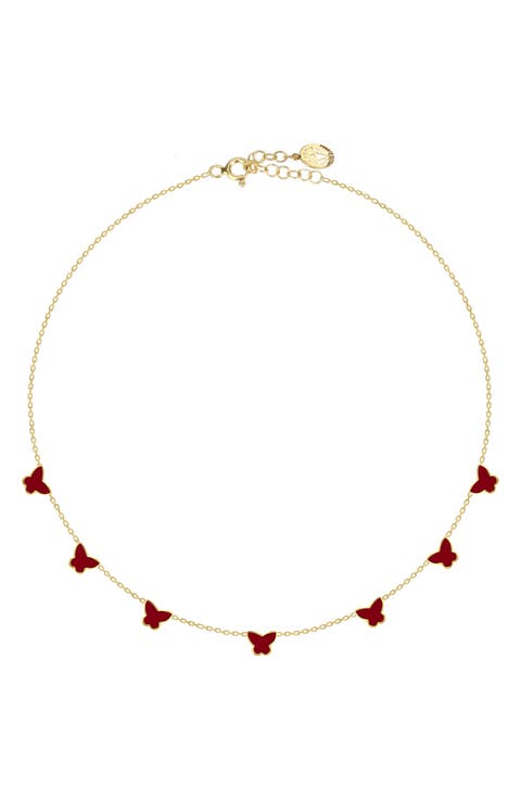 Butterfly Enamel Station Necklace