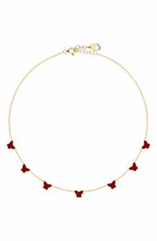 GABI RIELLE Butterfly Enamel Station Necklace