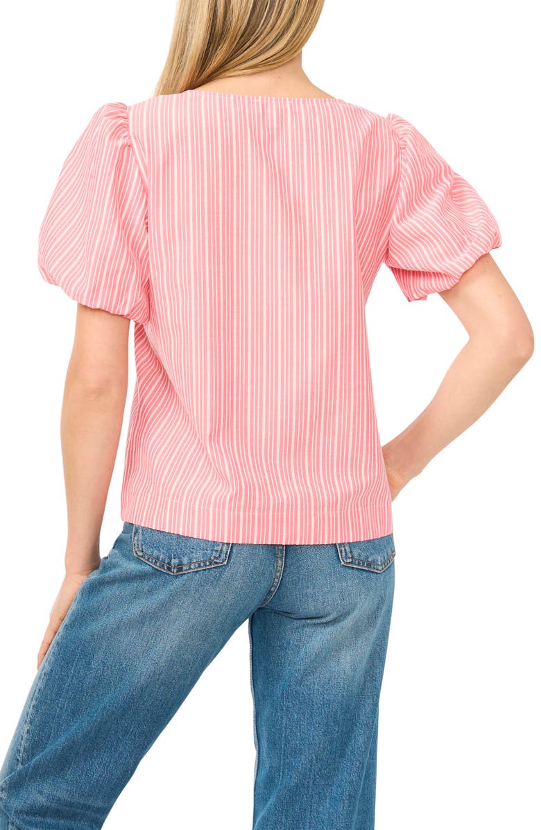 CeCe Double Bow Stripe Top, Alternate, color, Claret Red