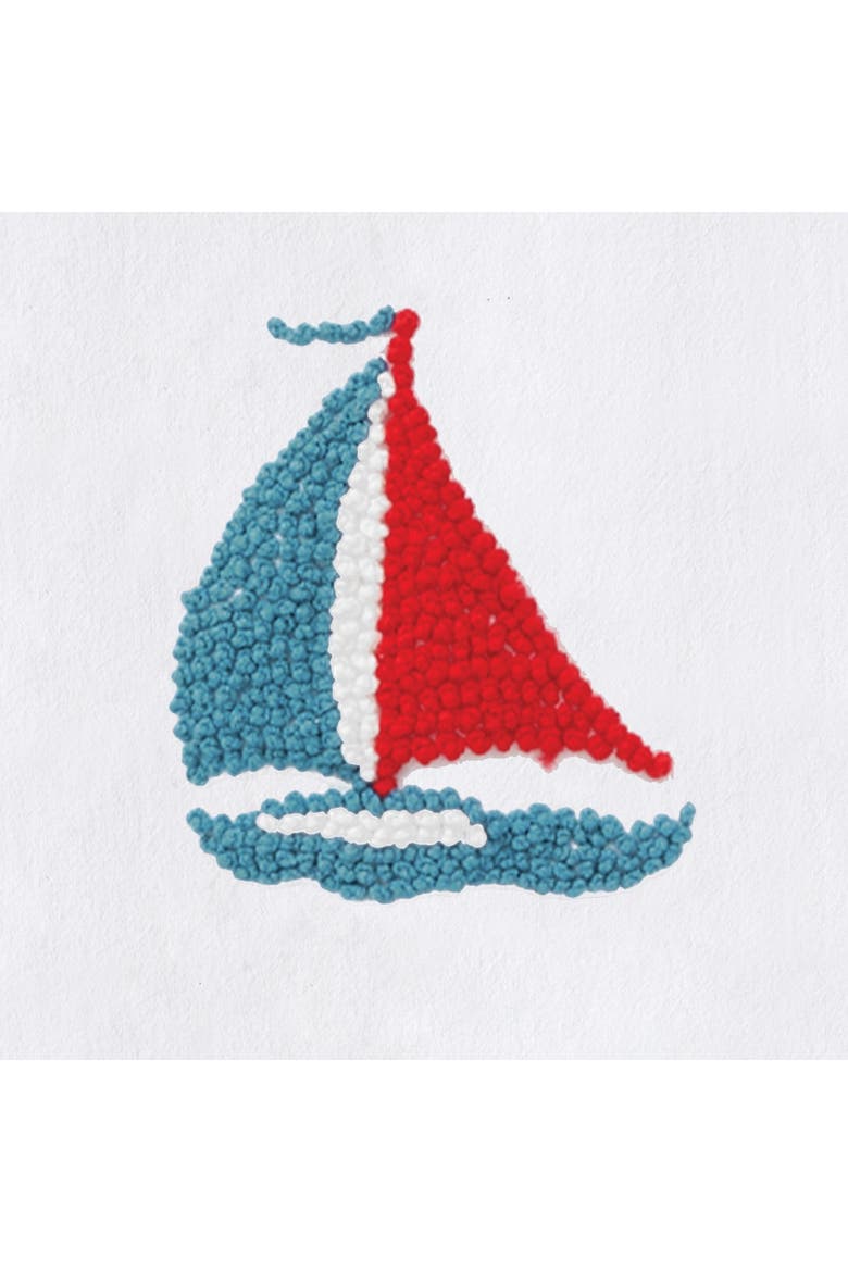 Sailboat French Knot Flour Sack Kitchen Dishtowel, Alternate, color, White