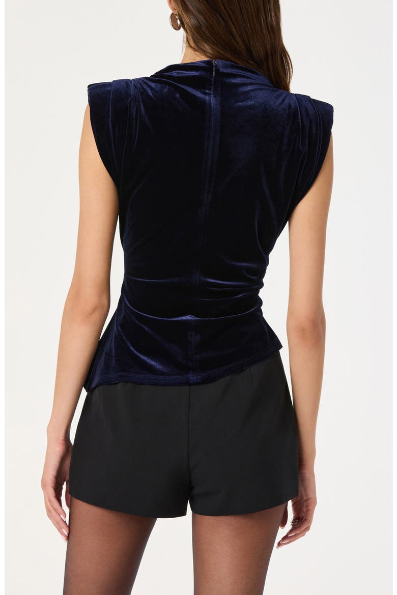 Strong Shoulder Velvet Top, Alternate, color, NAVY