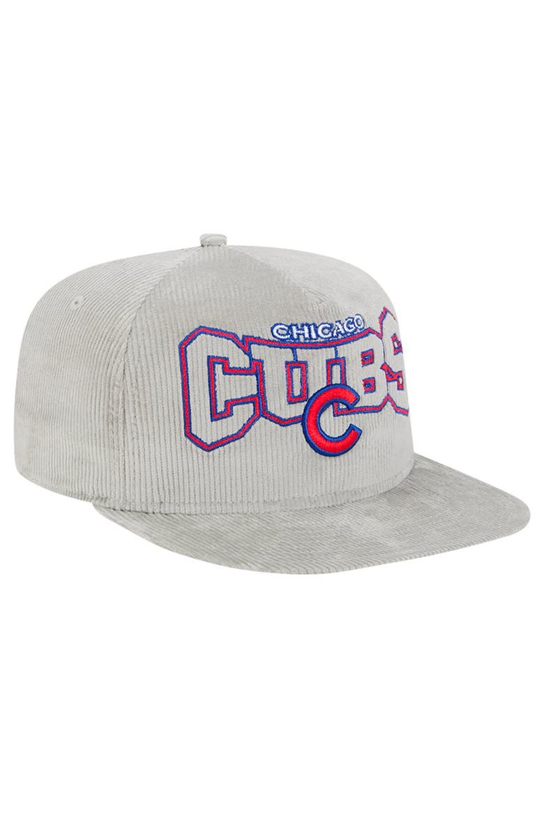 Men's New Era Gray Chicago Cubs Corduroy Golfer Snapback Hat, Alternate, color, Gray