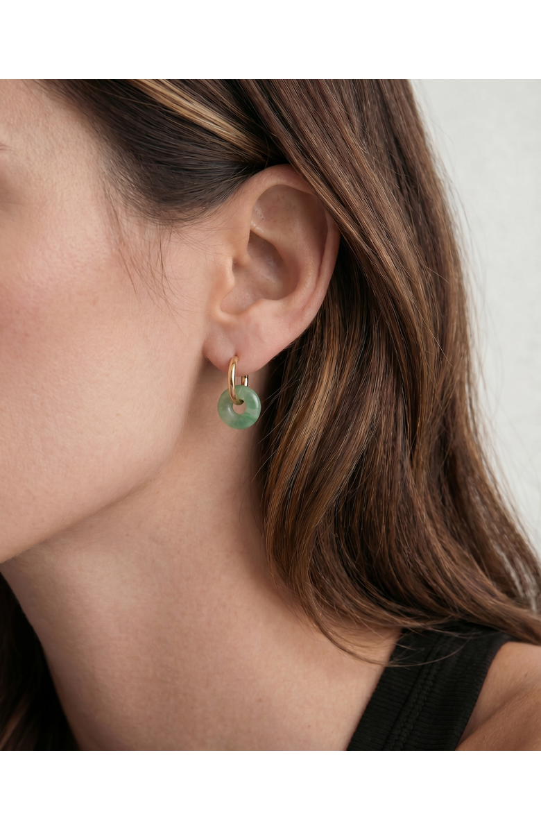seree Marlo Green jade stone hoop earrings, Alternate, color, Green