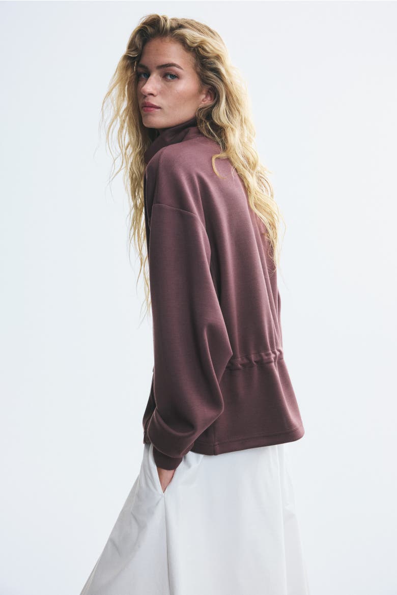 Peplum Sweatshirt Jacket, Alternate, color, Dark red