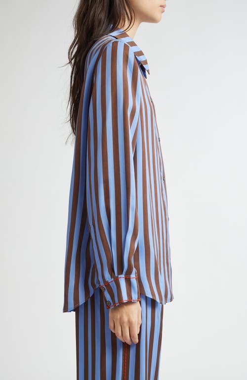 Stine Goya Long Sleeve Button Down Shirt In Embroidery Stripe In Embroidery Stripe