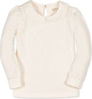 Hope & Henry Kids' Organic Long Sleeve Knit Top with Woven Collar