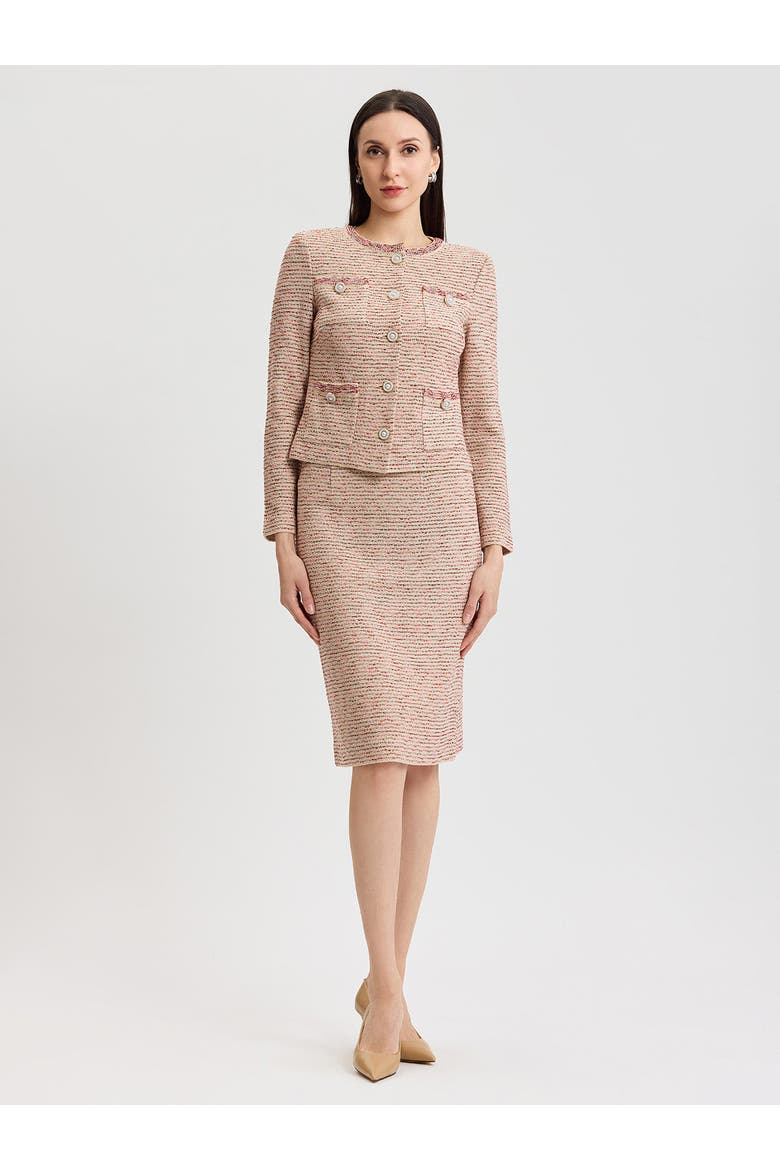 Ribbon Tweed Knit Straight Skirt, Alternate, color, Honeysuckle/Russet/Biscotti