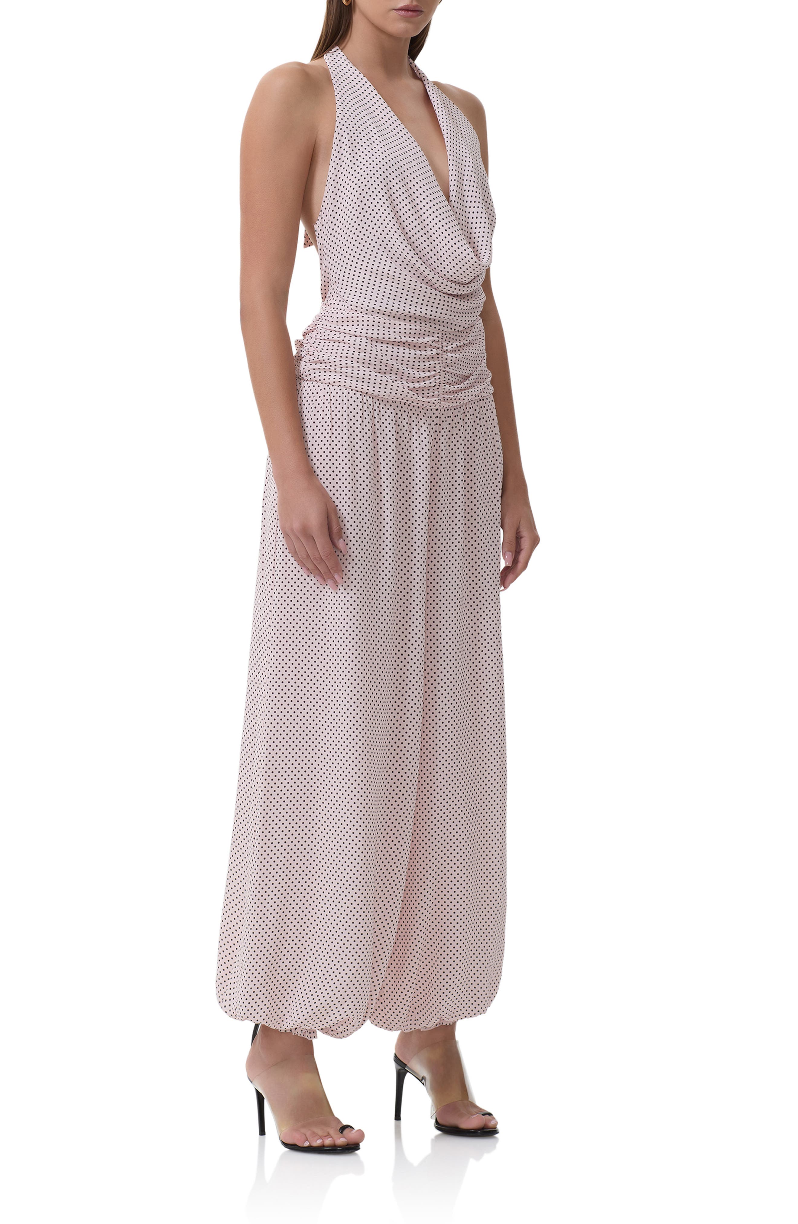 AFRM Robin Pin Dot Halter Neck Jumpsuit