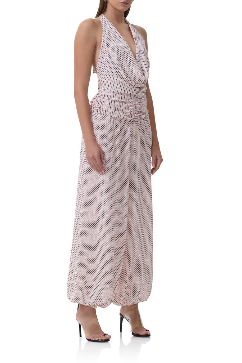 Robin Pin Dot Halter Neck Jumpsuit, Main, color, MAUVE PIN DOT