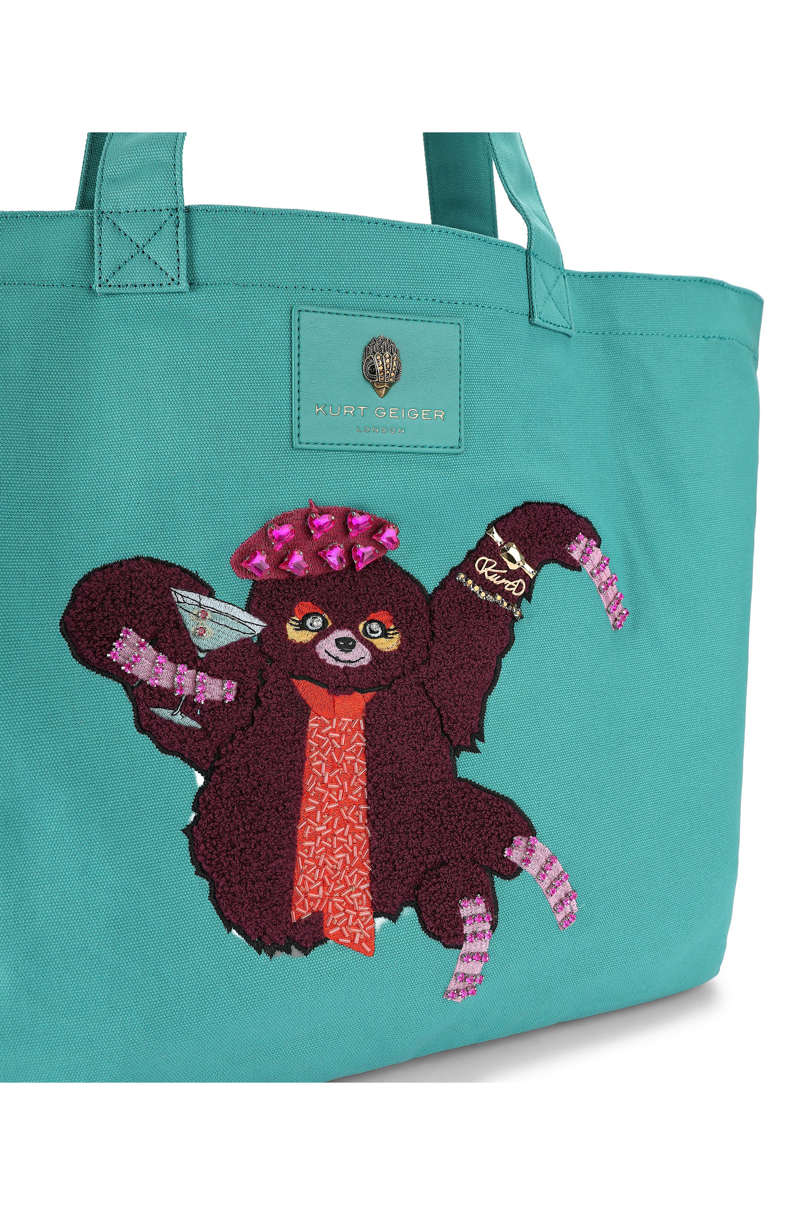Holborn Shopper Patch Canvas Tote, Alternate, color, TURQUOISE SLOTH