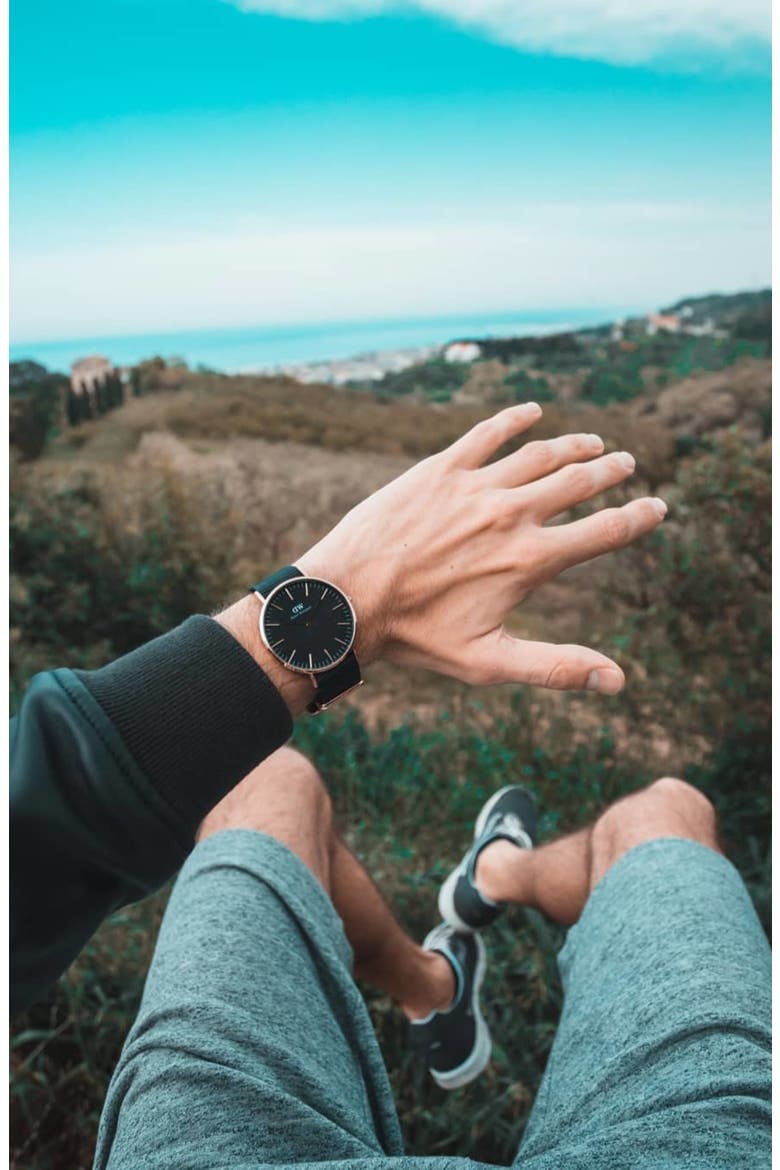 Classic Cornwall NATO Strap Watch, 40mm, Alternate, color, ROSE GOLD/ BLACK