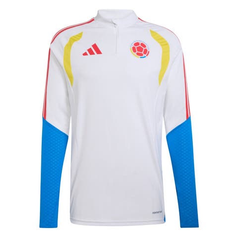 Men's adidas  White Colombia National Team FIFA x World Cup 2026 Tiro Quarter-Zip Training Top