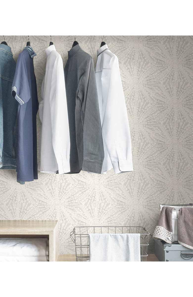 Wallpops Silver Sunburst Peel & Stick Wallpaper, Alternate, color, Grey