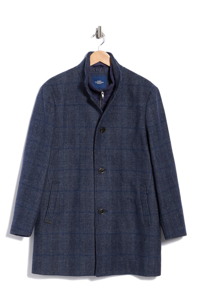 Patrick Plaid Wool Blend Coat with Bib, Alternate, color, NAVY PLAID