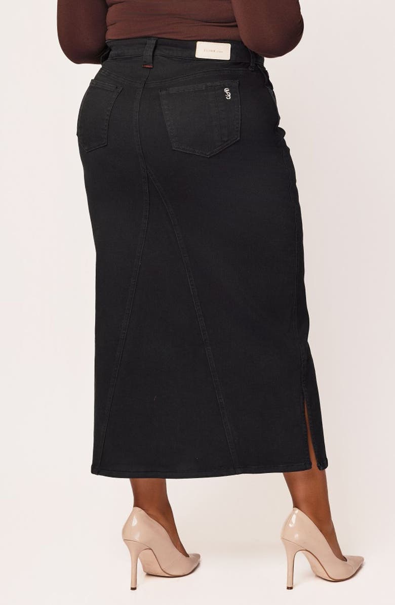 SLINK Jeans Denim Midi Skirt, Alternate, color, Black