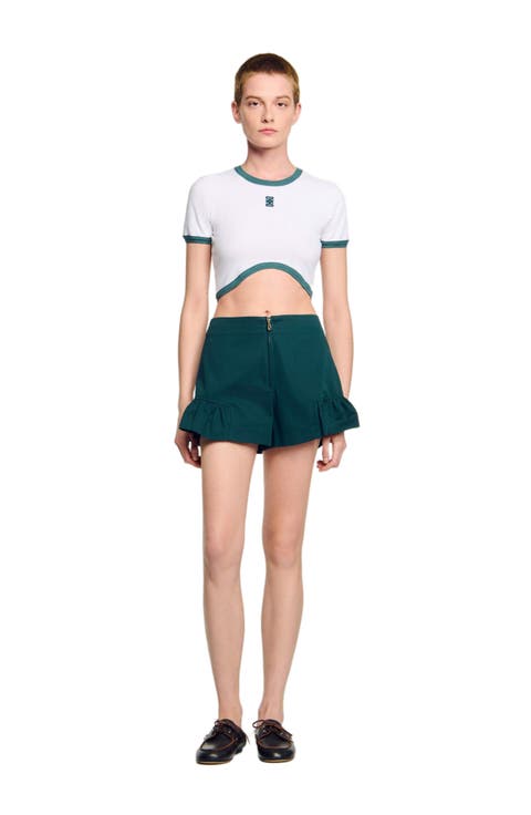 Two-tone cropped T-shirt