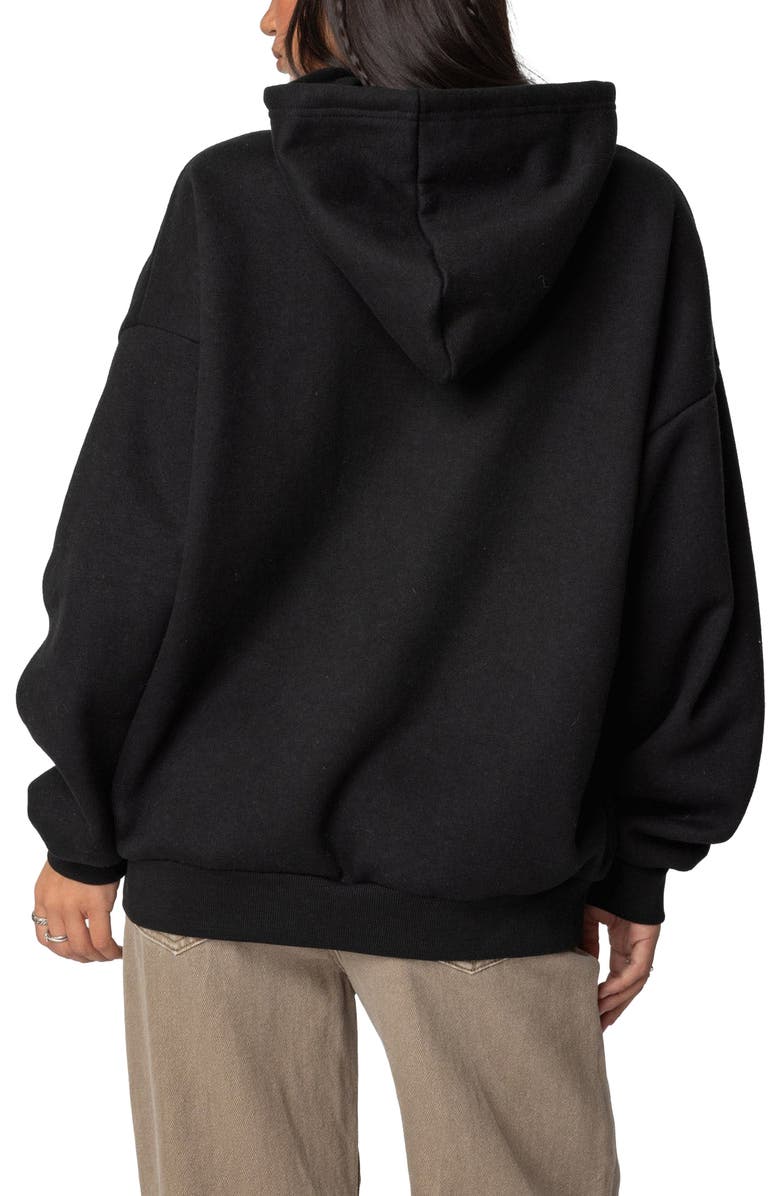 EDIKTED Leopard 8 Oversize Hoodie, Alternate, color, Black