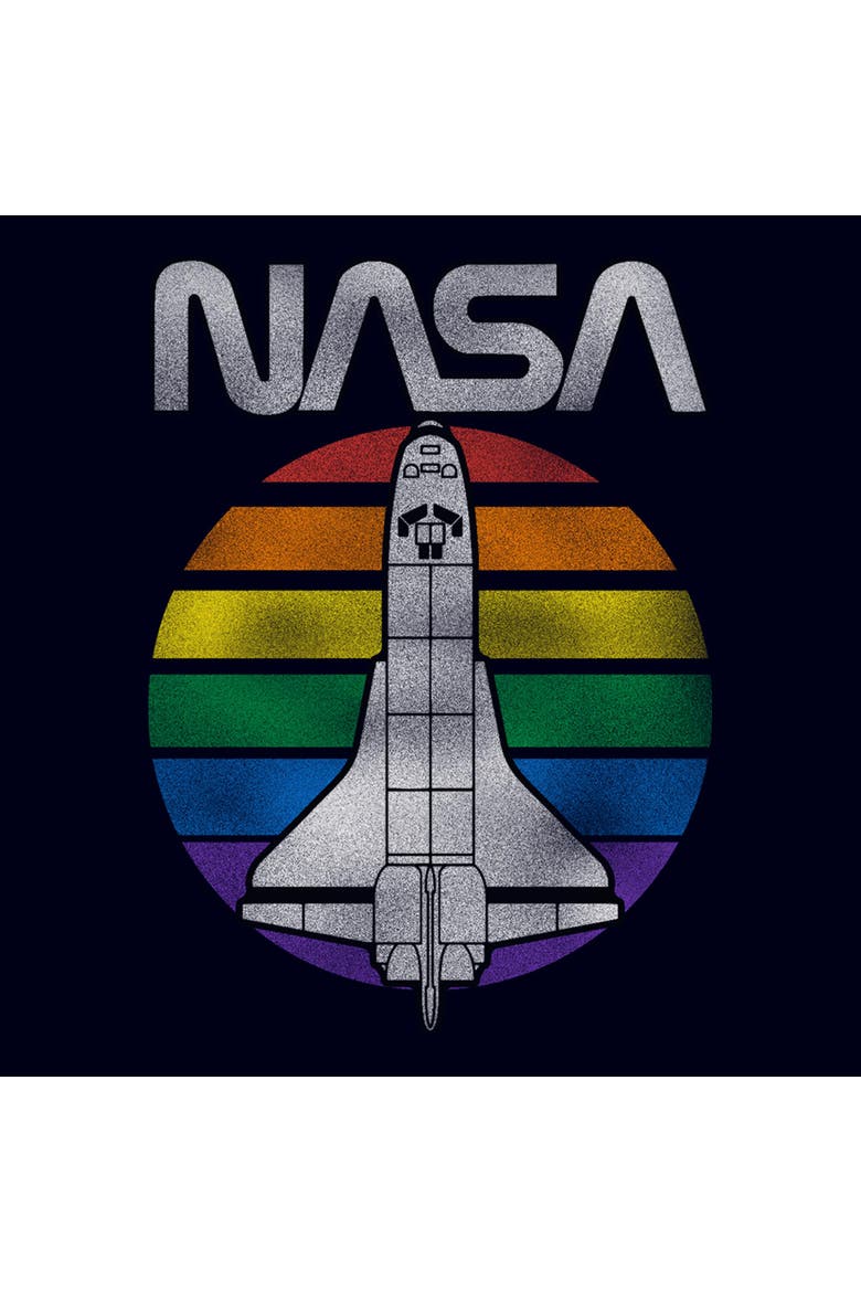 Junior's NASA Retro Spacecraft  Graphic T-Shirt, Alternate, color, Navy Blue