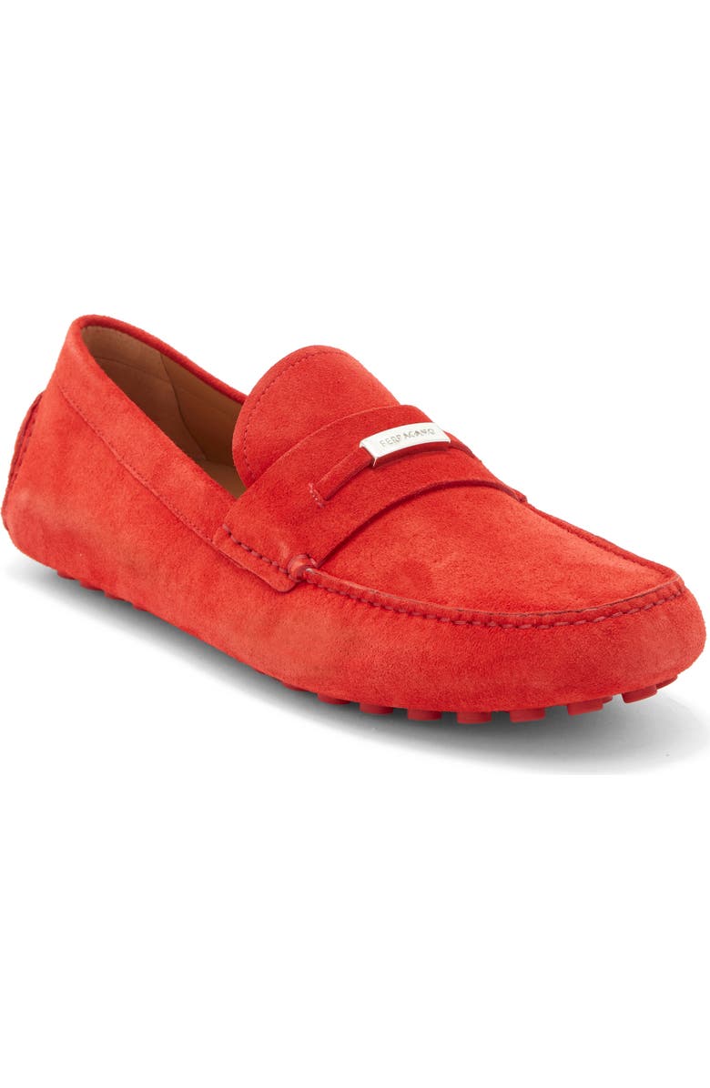 FERRAGAMO Suede Loafer, Main, color, Red