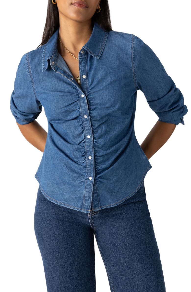 Sanctuary Dream Girl Denim Snap Shirt, Main, color, Ball Park