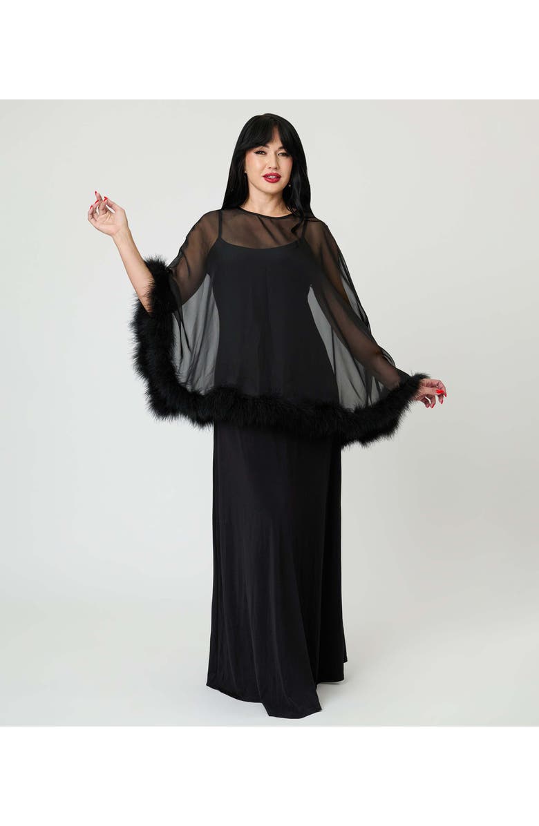 Smak Parlour Cape Maxi Dress, Main, color, Black