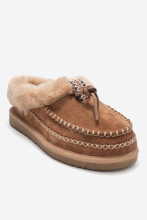 Noriel Leather Moccasin Slippers
