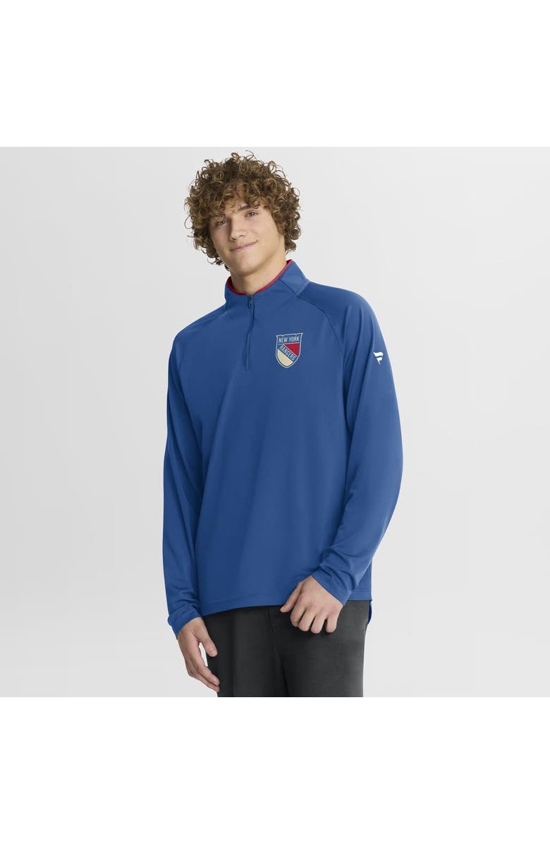 FANATICS Men's Fanatics Blue New York Rangers Authentic Pro Rink Training Centennial Raglan Quarter-Zip Pullover, Main, color, Blue