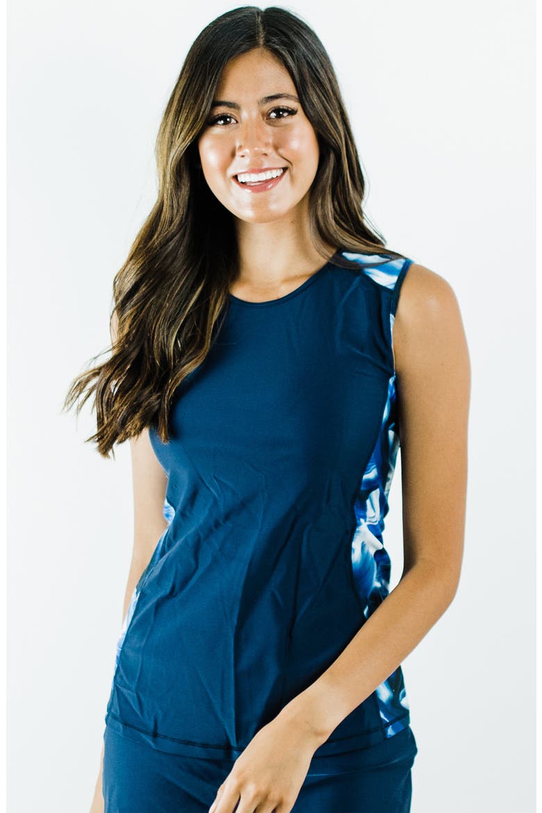 Loose Fit Maya Swim Top, Main, color, Navy Wave/Navy