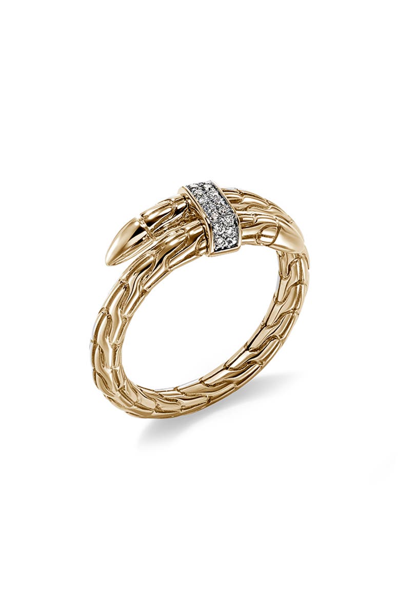 Spear 14K Gold Diamond Pave (0.08ct) Single Wrap Ring, Size 6, Alternate, color, 14K YELLOW GOLD