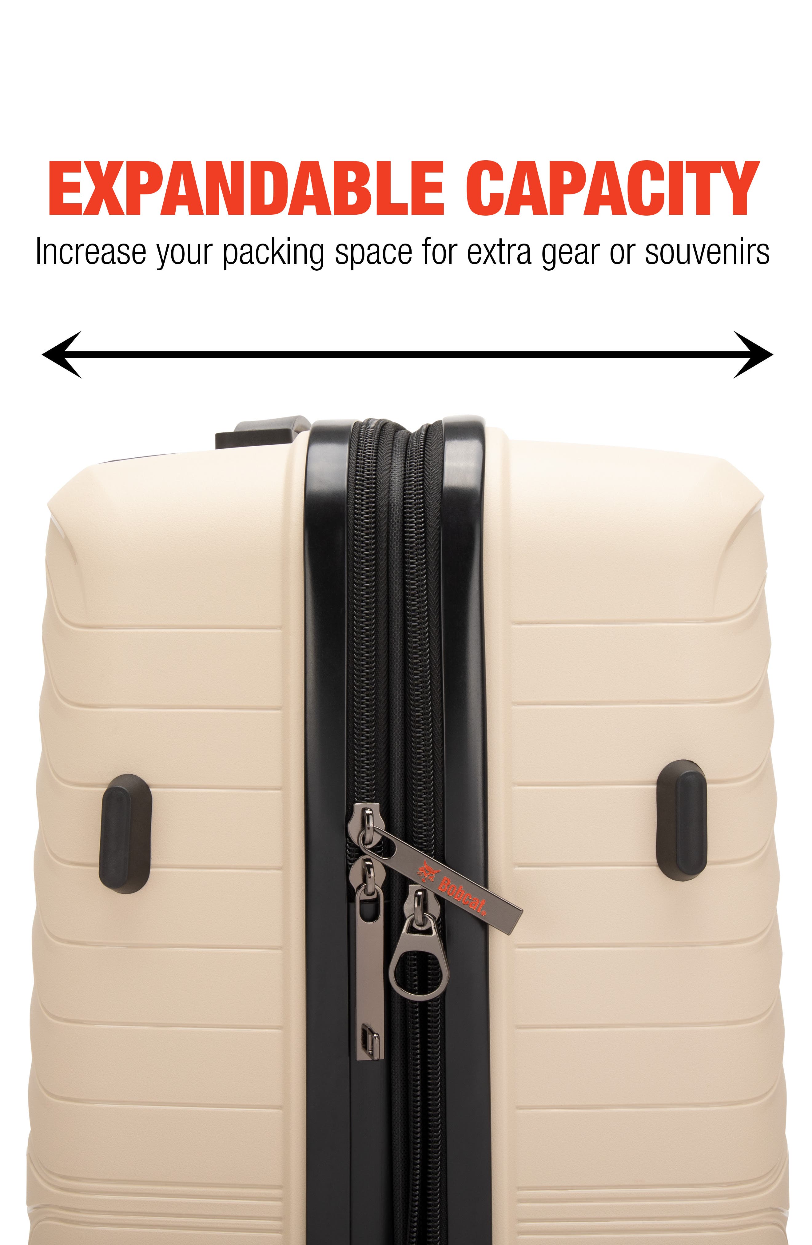 Bobcat Excavator 3 Piece Expandable Spinner Luggage Set with TSA Lock, Alternate, color, Khaki