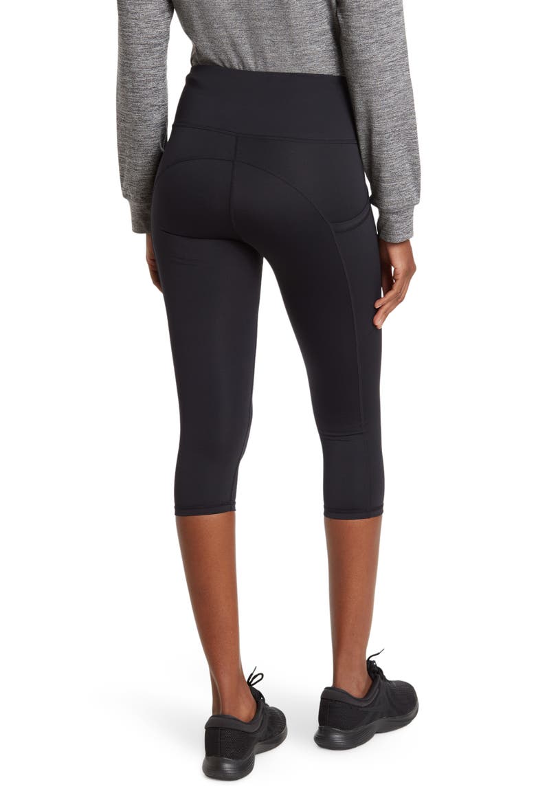 High Waist Sweat To Swim UPF Capri Cropped Pants, Alternate, color, BLACK