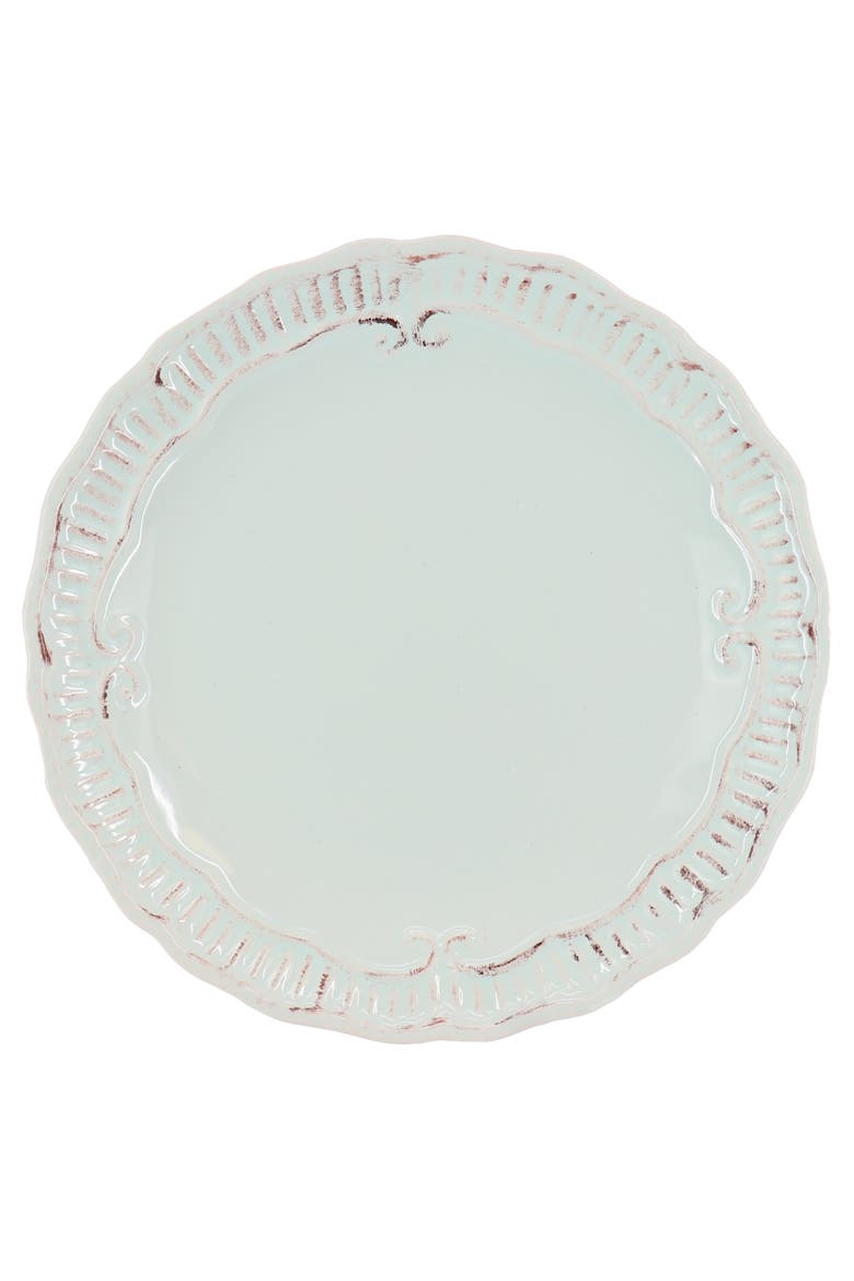 Capri 6 piece 11in Stoneware Embossed Dinner Plate Set, Alternate, color, Egg Blue