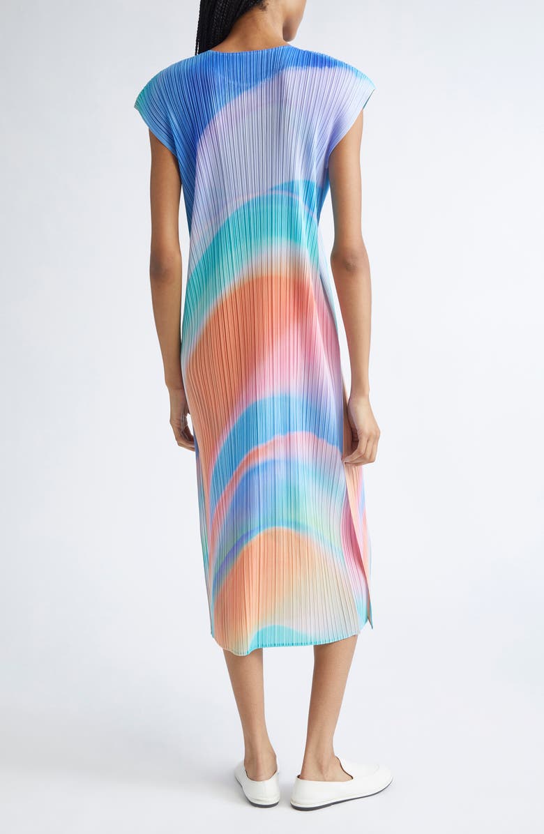 Pleats Please Issey Miyake Groove Pleated Midi Dress, Alternate, color, Blue
