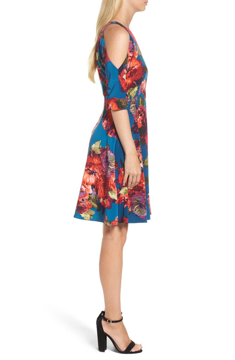 Maggy London Cold Shoulder Fit & Flare Dress, Alternate, color, 