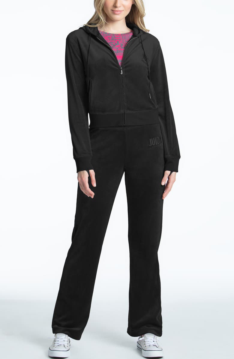 Juicy Couture Classic Logo Velour Hoodie, Alternate, color,