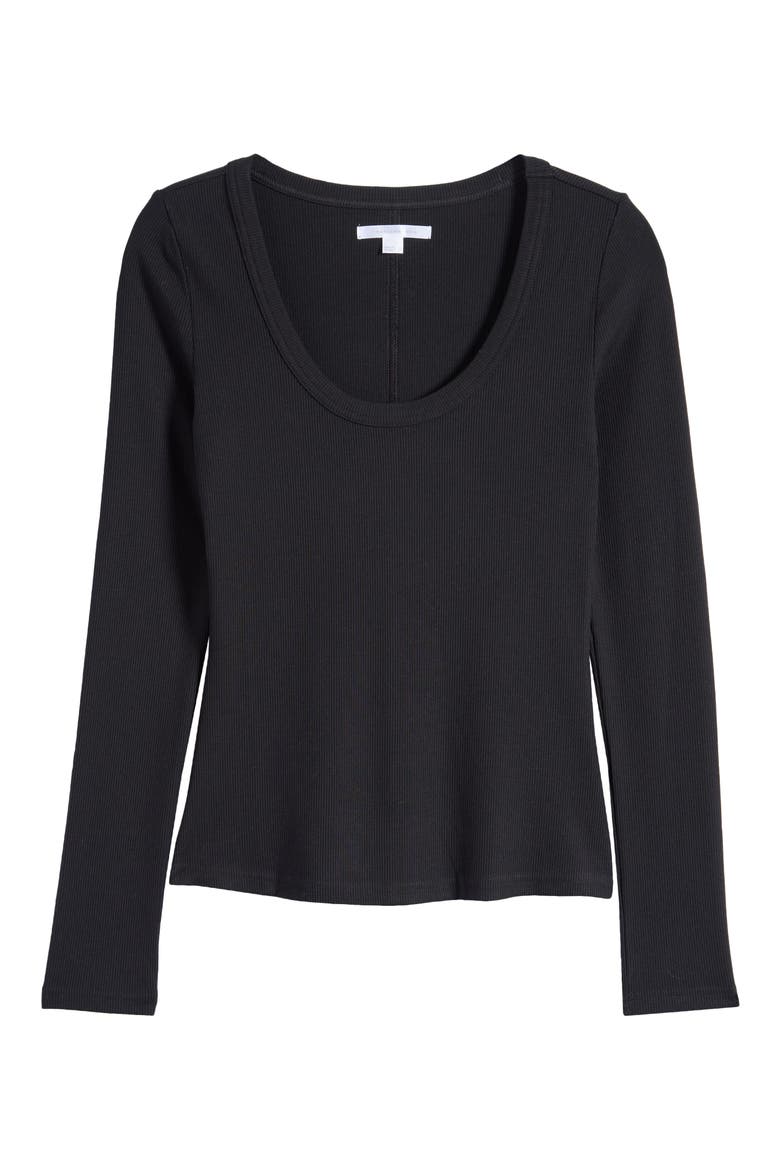 Cloud Retreat Rib Long Sleeve Top, Alternate, color, BLACK