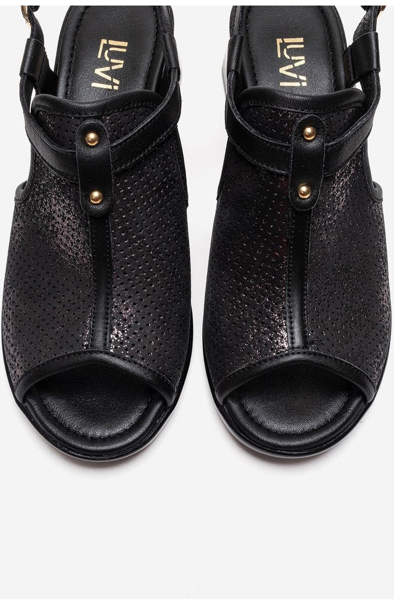 Forever & Always Shoes Janelle Leather Block Heel Sandal, Alternate, color, Black