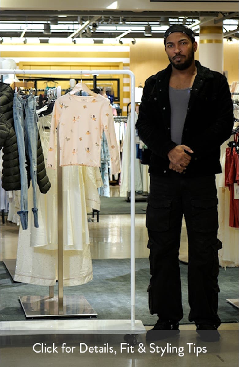 Kids' Ballerina Print Long Sleeve Cotton T-Shirt, sales video thumbnail